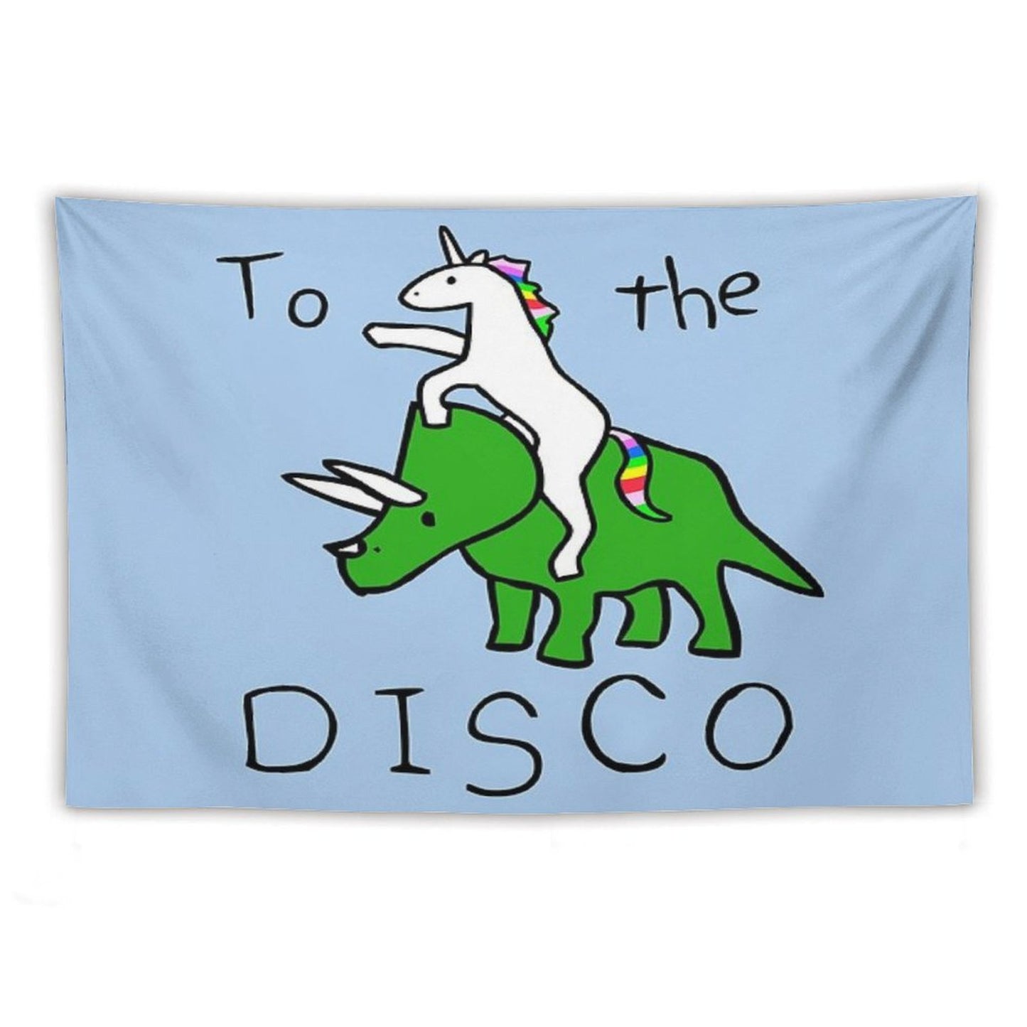 To The Disco (Unicorn Riding Triceratops) Tapestry