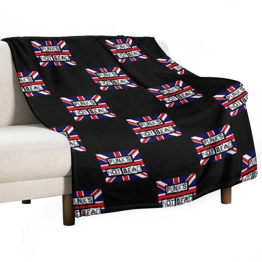 Union Jack. Punks Not Dead Throw Blanket