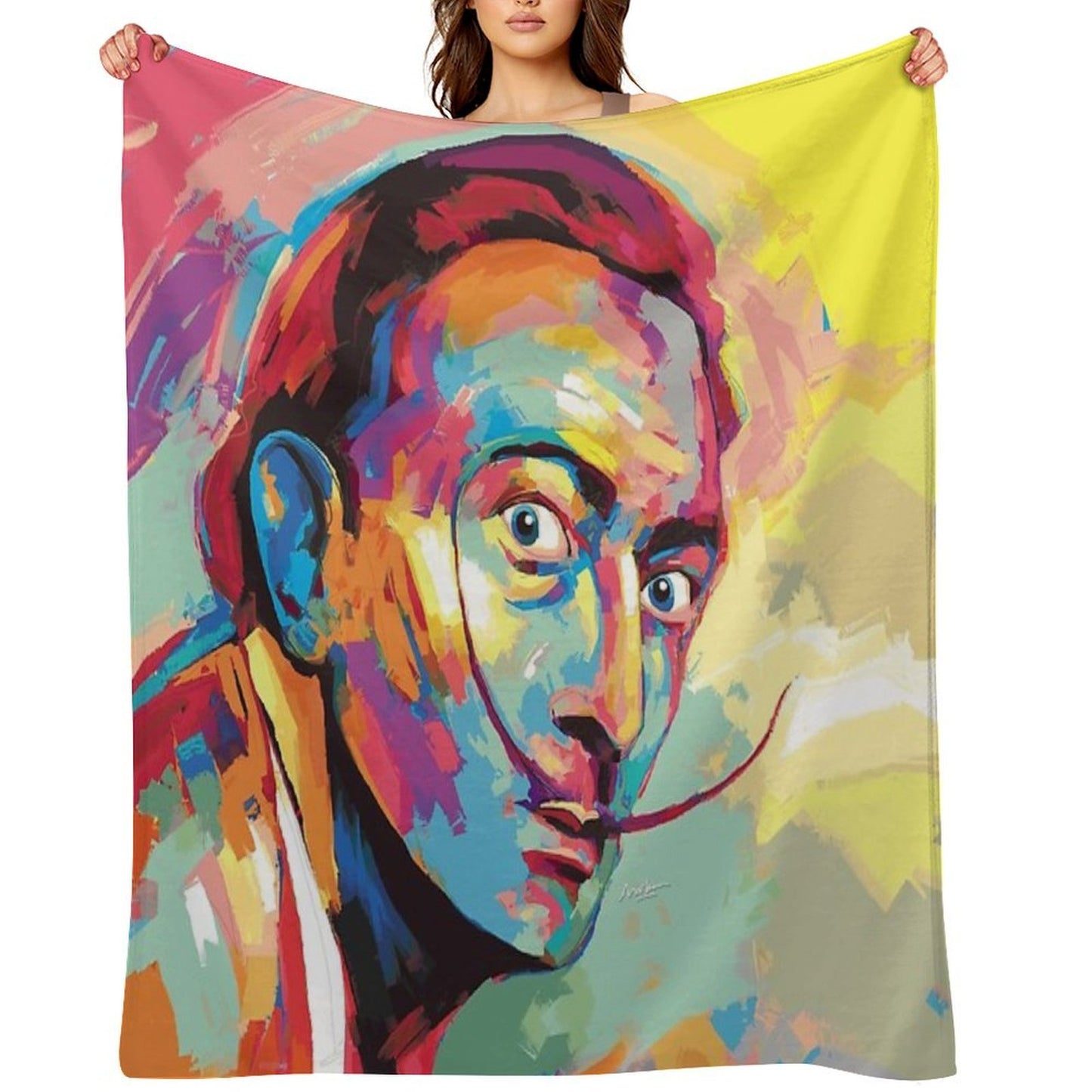 Salvador Dali Portrait Throw Blanket