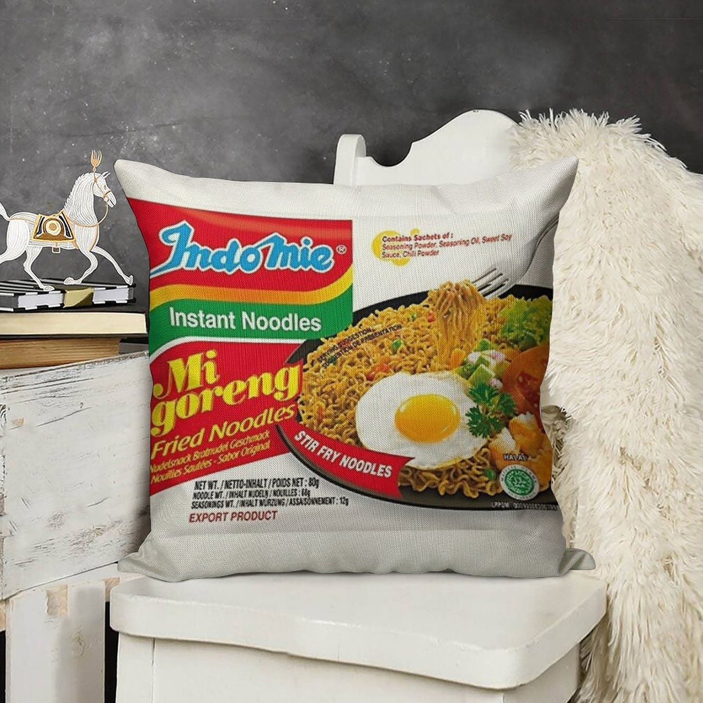 Indomie Original Flavour Linen Throw Pillow Cover