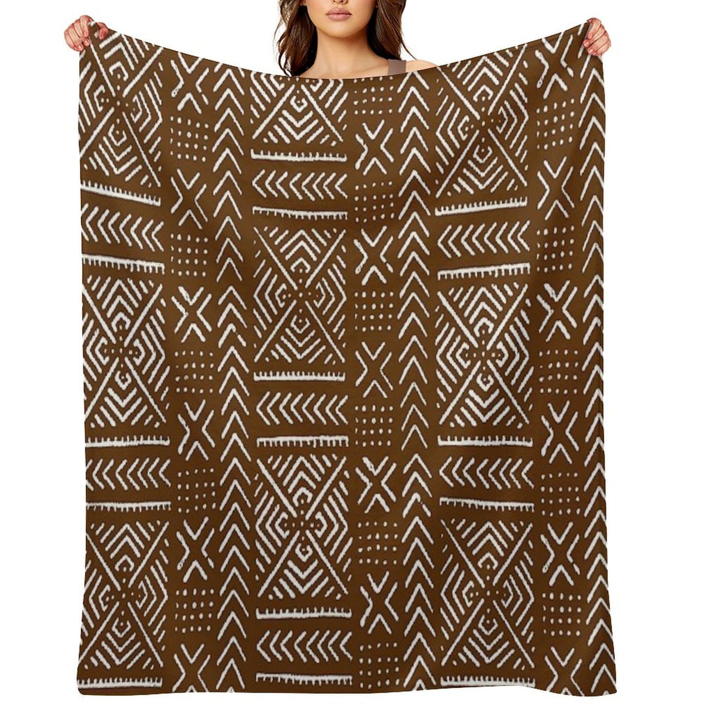 Line Mud Cloth Brown Throw Blanket