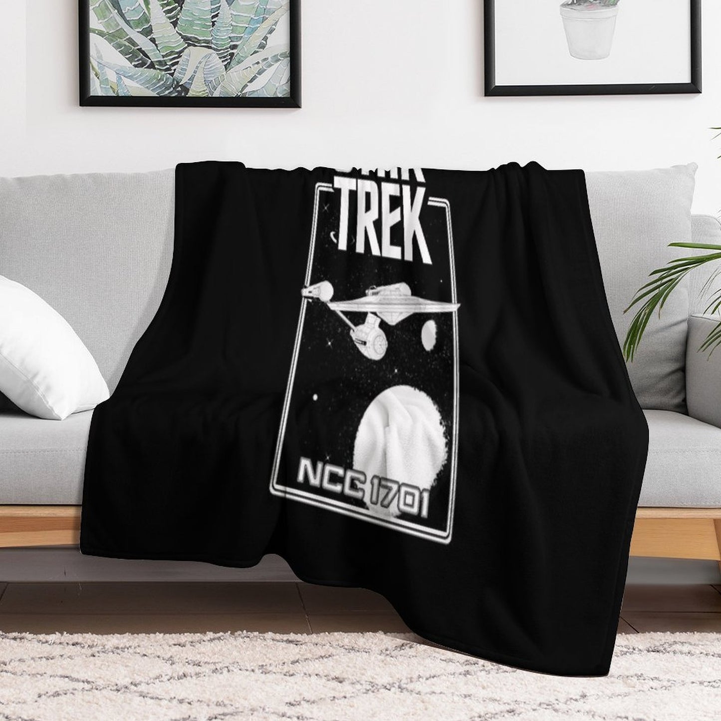 Enterprise NCC 1701 Black And White Throw Blanket