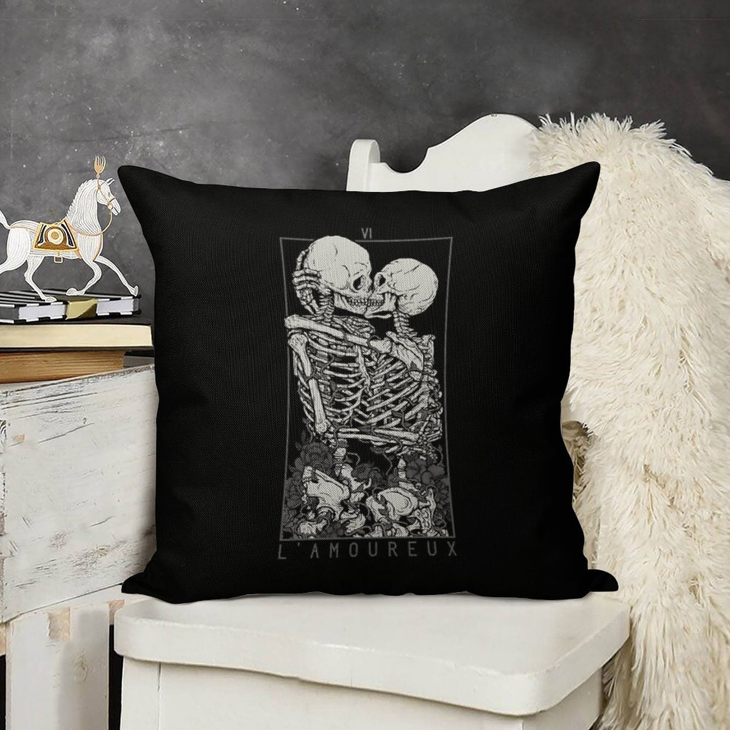 The Lovers Linen Throw Pillow Cover