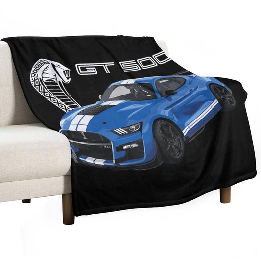 GT500 Mustang Shelby Cobra Velocity Blue Throw Blanket