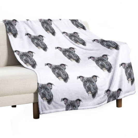 Blue Staffy Throw Blanket