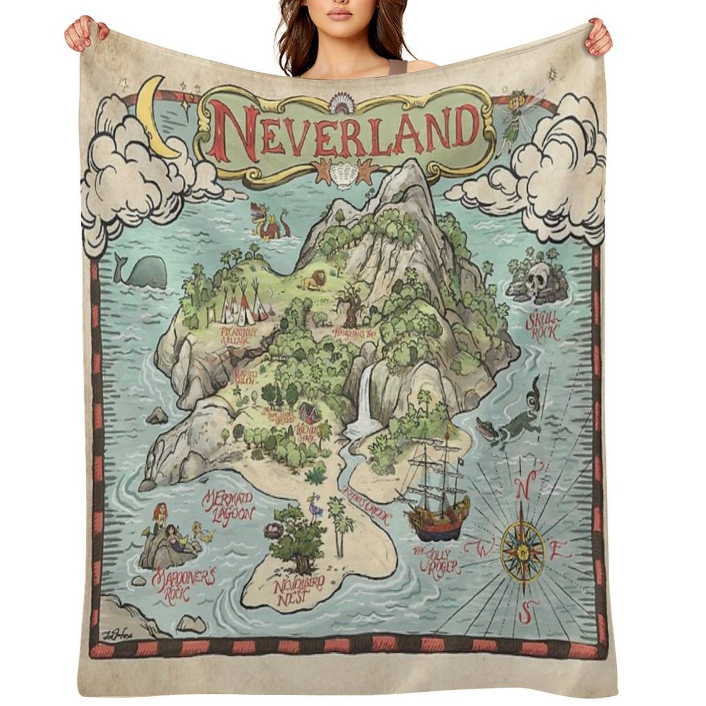 Neverland Map Throw Blanket