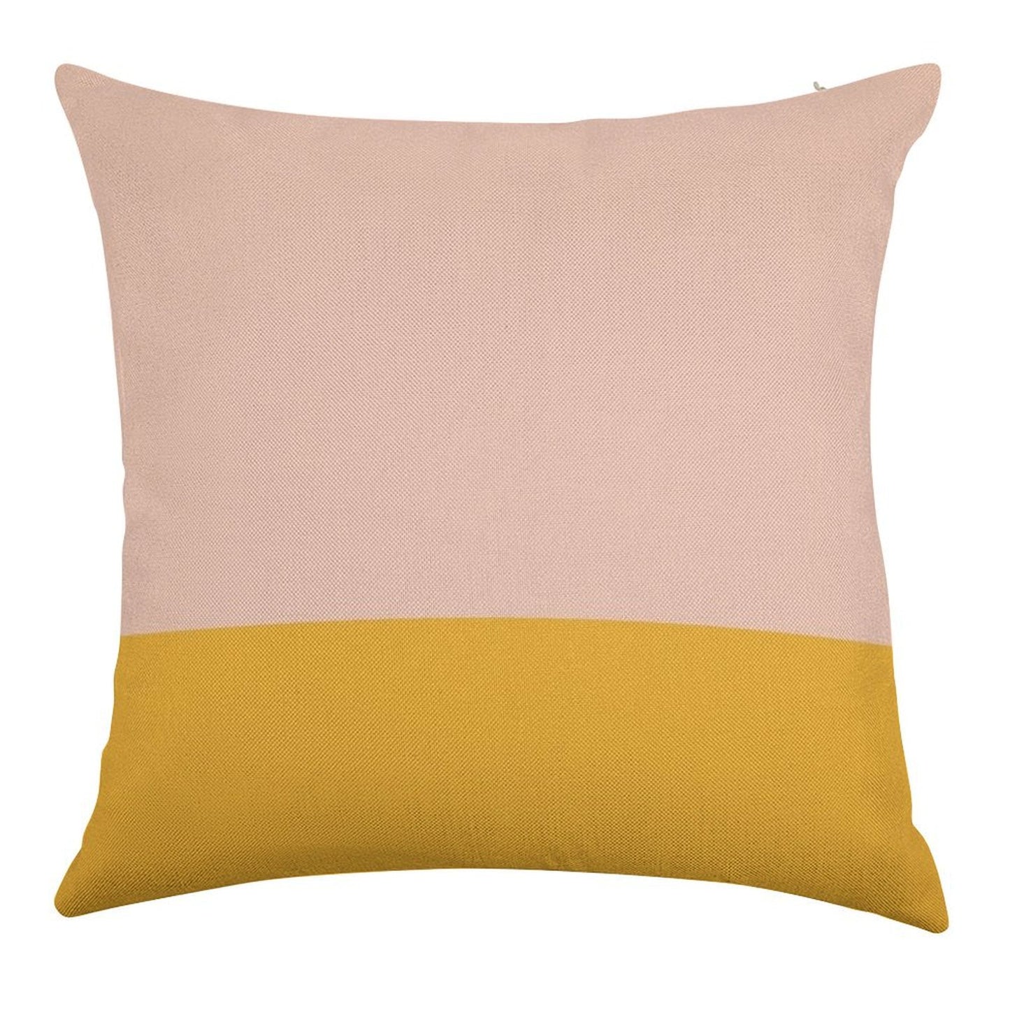 Blush Pink And Mustard Yellow Minimalist Color Block Linen Throw Pillow Cover