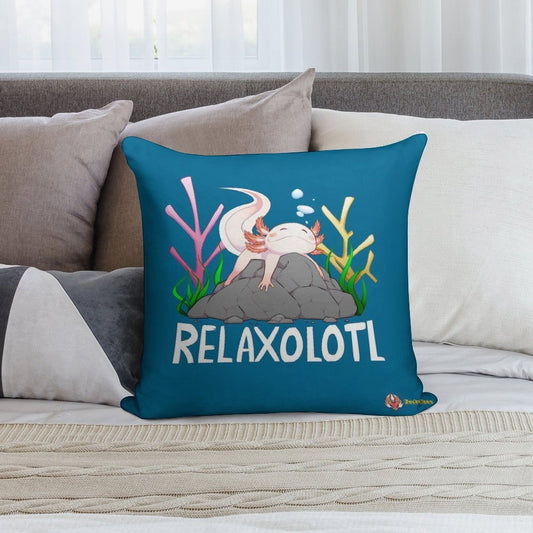 Relaxolotl A Cute Relaxing Axolotl on A Rock Soft Style Accent Throw Pillow