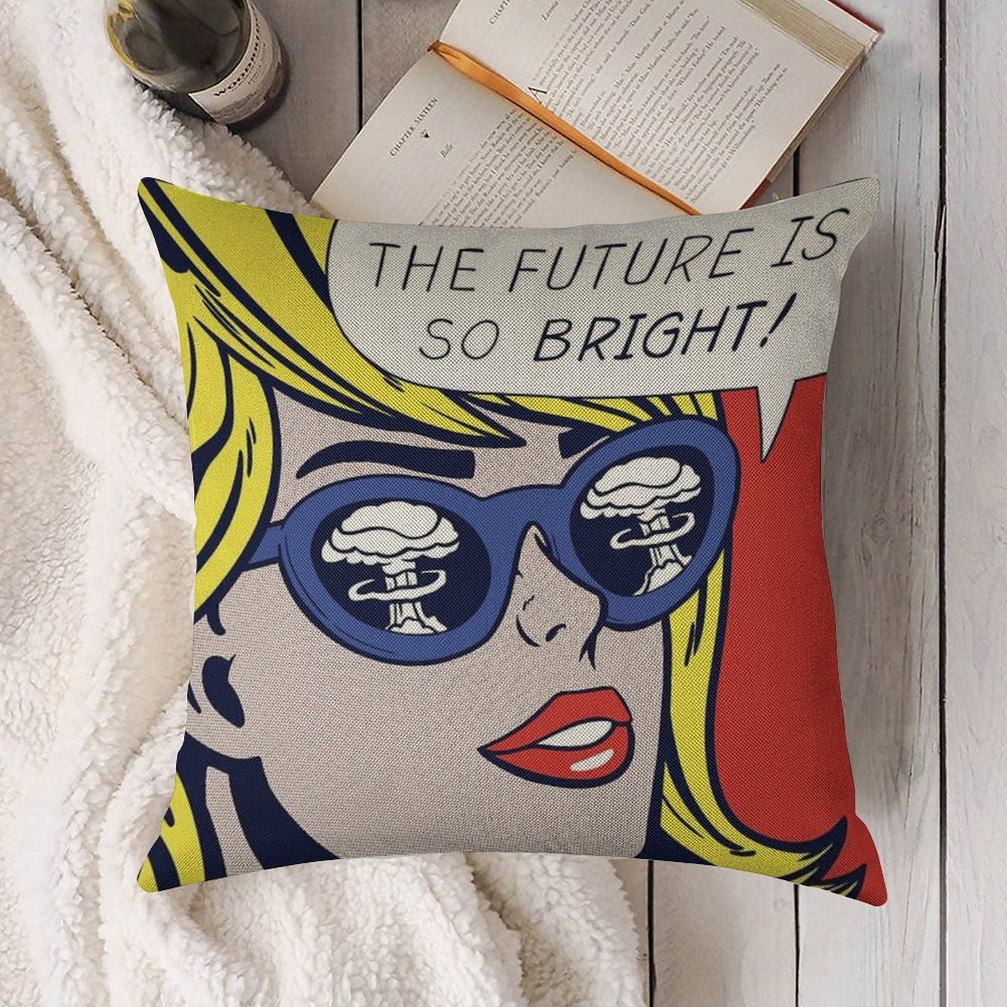 Pop Optimistic Girl Linen Throw Pillow Cover