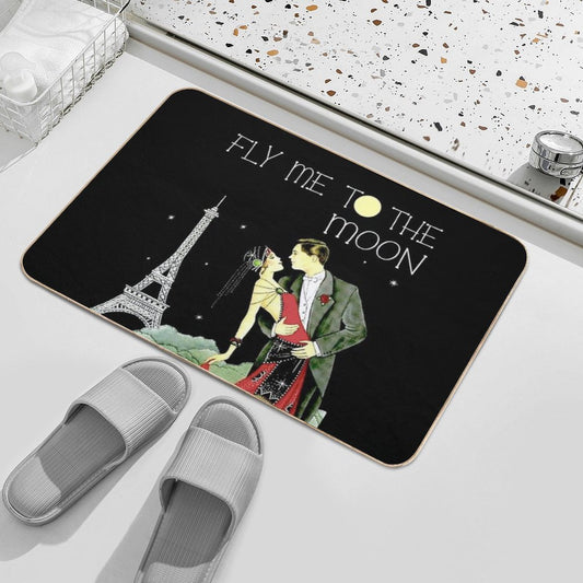 FLY ME TO THE MOON; Vintage Dance Print Bath Mat