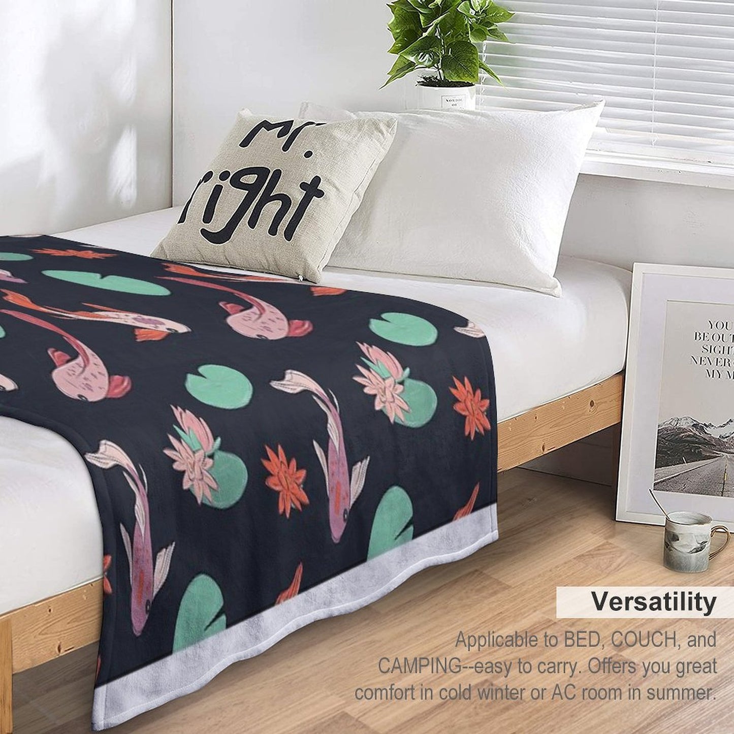Koi Fish Oriental Design Throw Blanket
