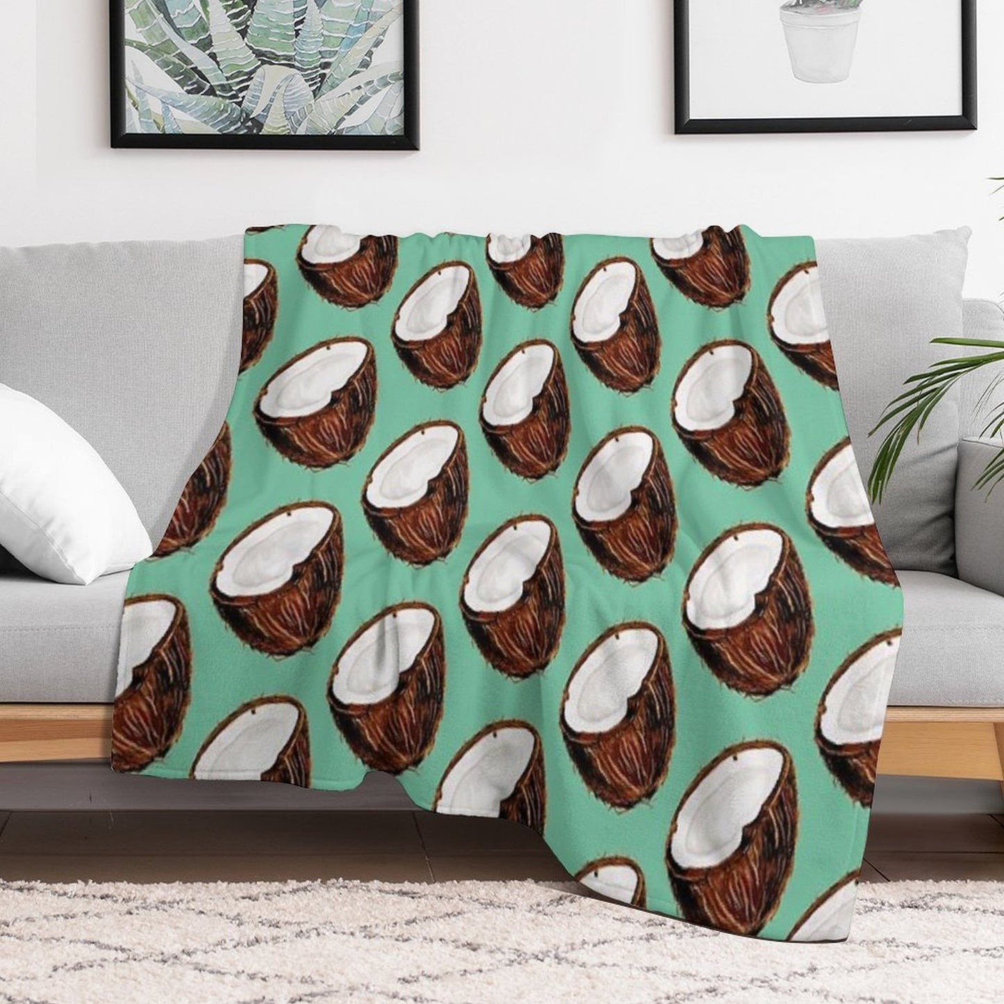 Coconut Pattern - Teal Throw Blanket
