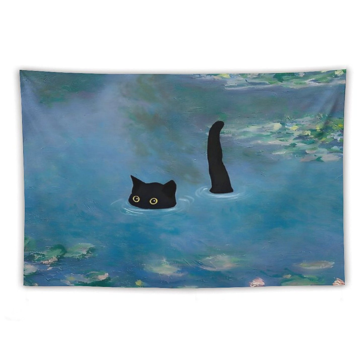 Cat Print Monet Waterlily Tapestry