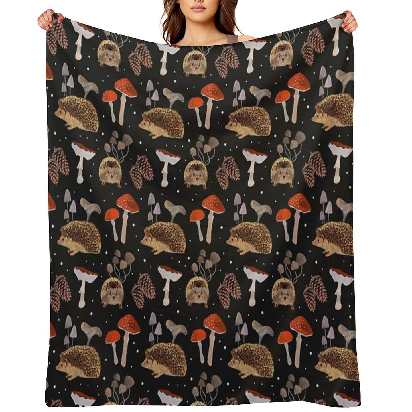 Hedgehogs And Mushrooms Throw Blanket