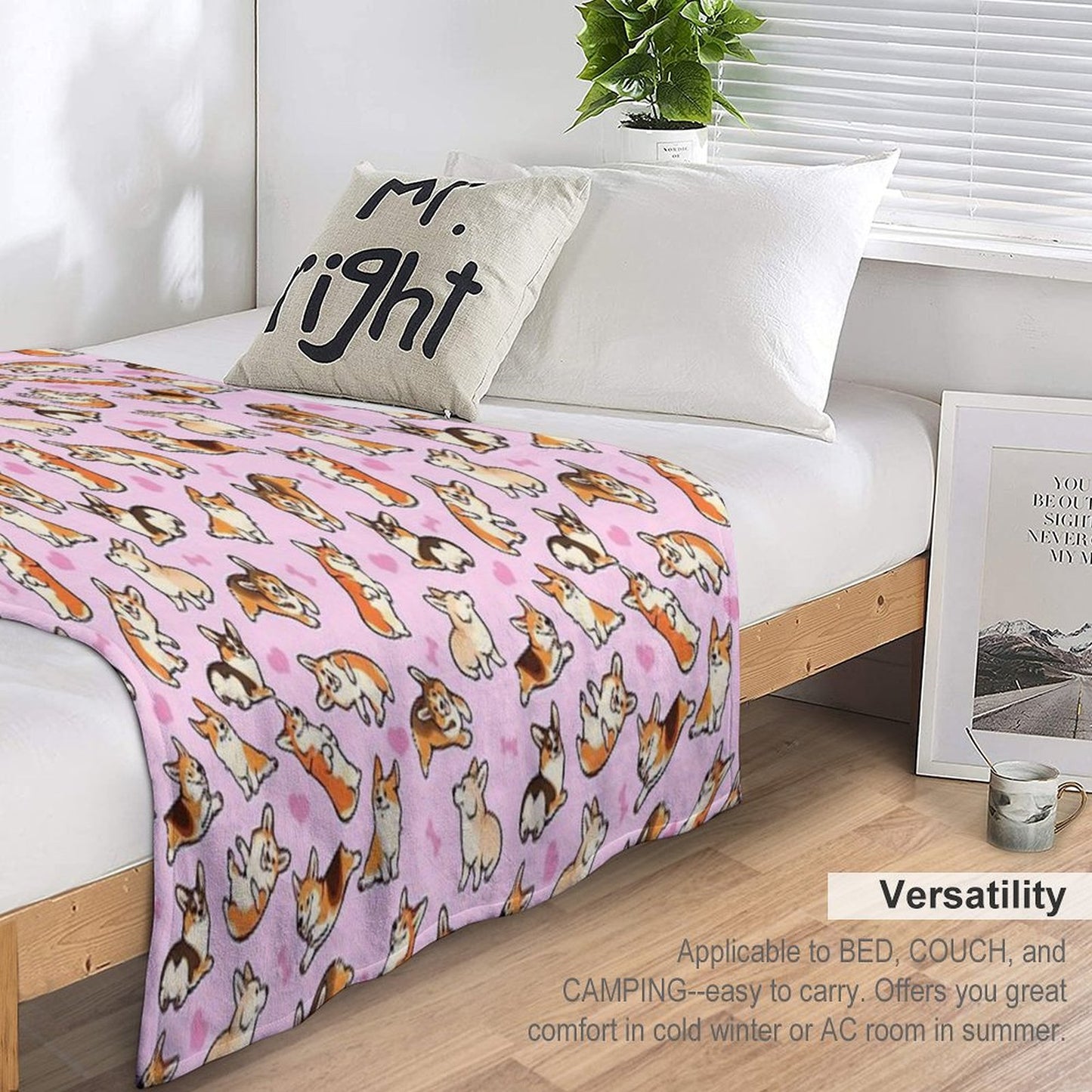 Lovey Corgis in Pink Throw Blanket