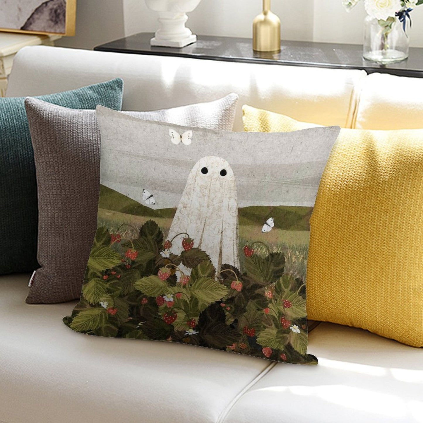 Strawberry Fields Soft Luxury Feel Throw Pillow