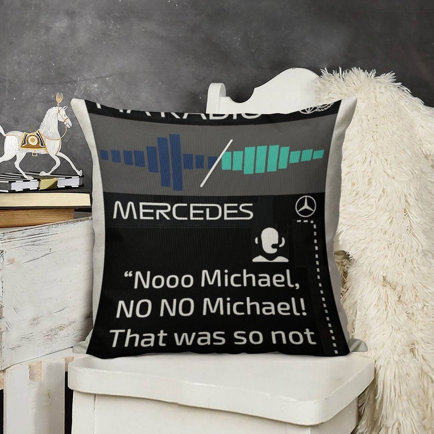 Toto Wolff Angry Team Radio Abu Dhabi 2021 Linen Throw Pillow Cover