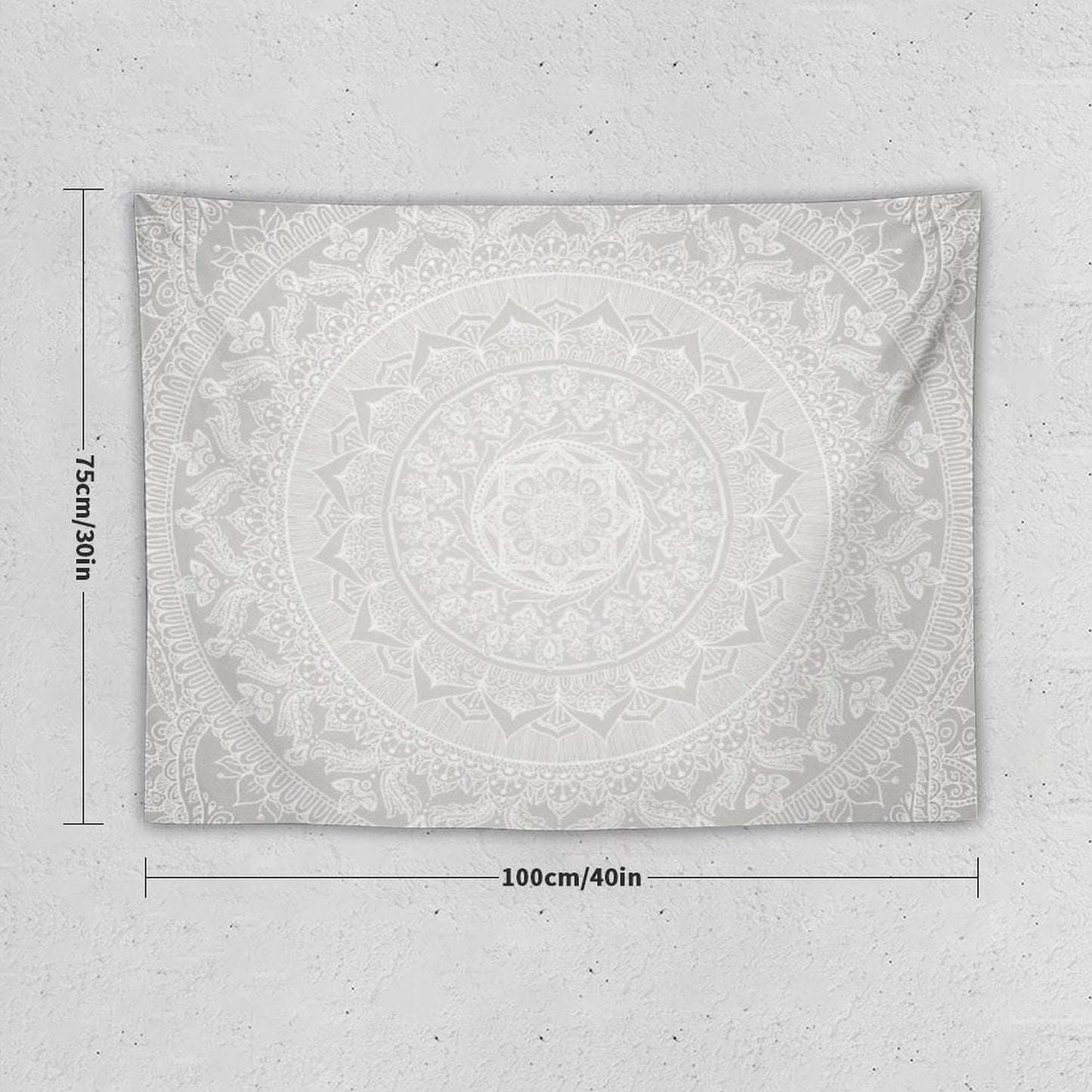 Mandala Soft Gray Tapestry