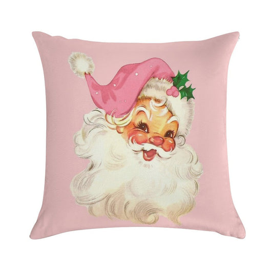 Retro Santa Claus Pink Soft Ultra-Soft Texture Throw Pillow