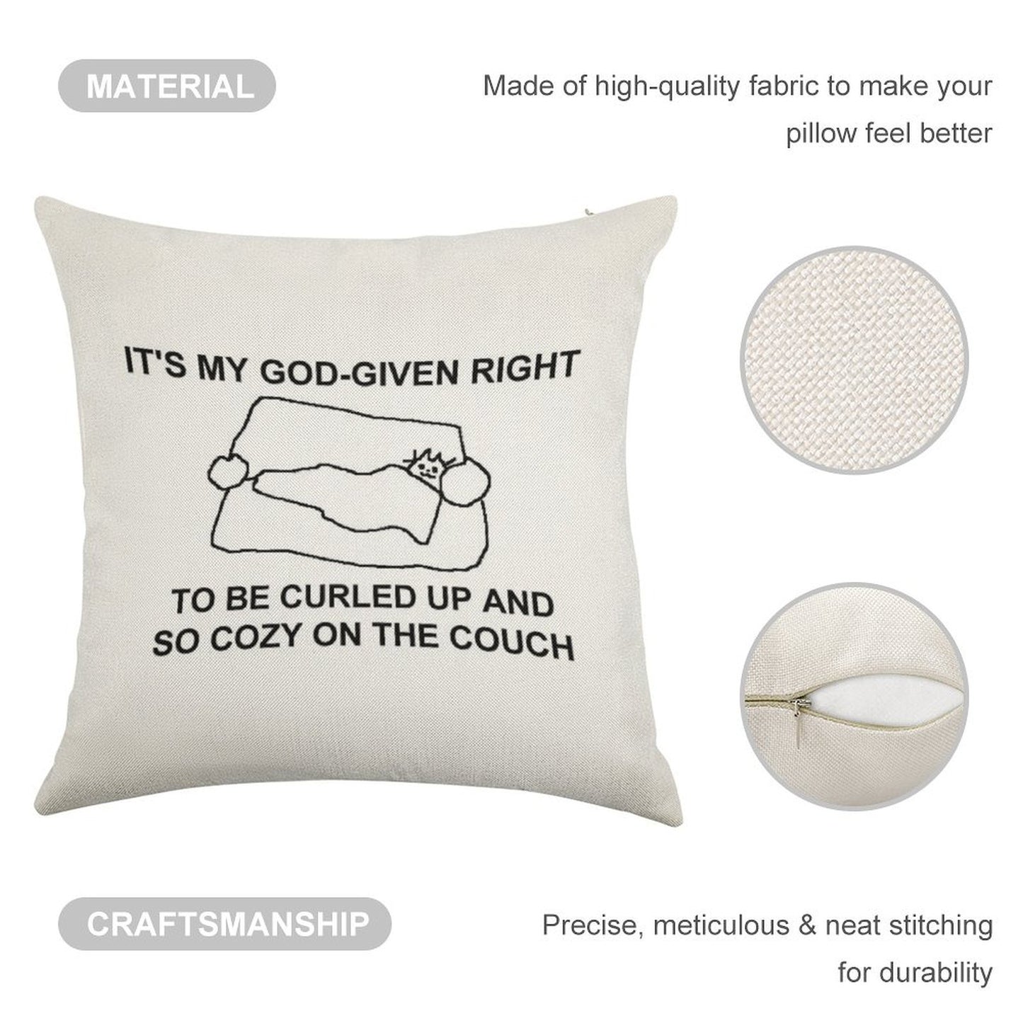Cozy on The Couch Linen Throw Pillow Cover