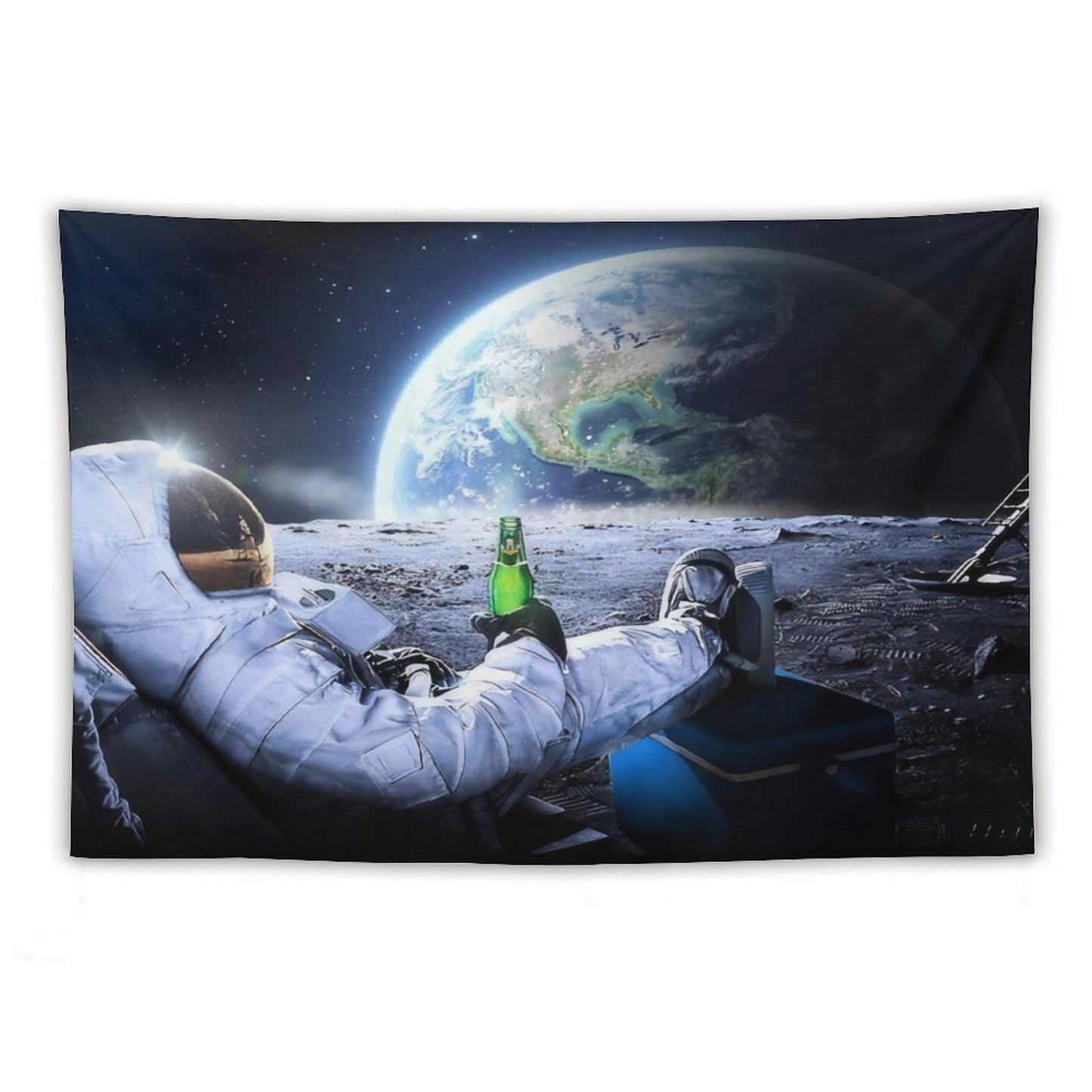 Astronaut on The Moon with Beer Tapestry