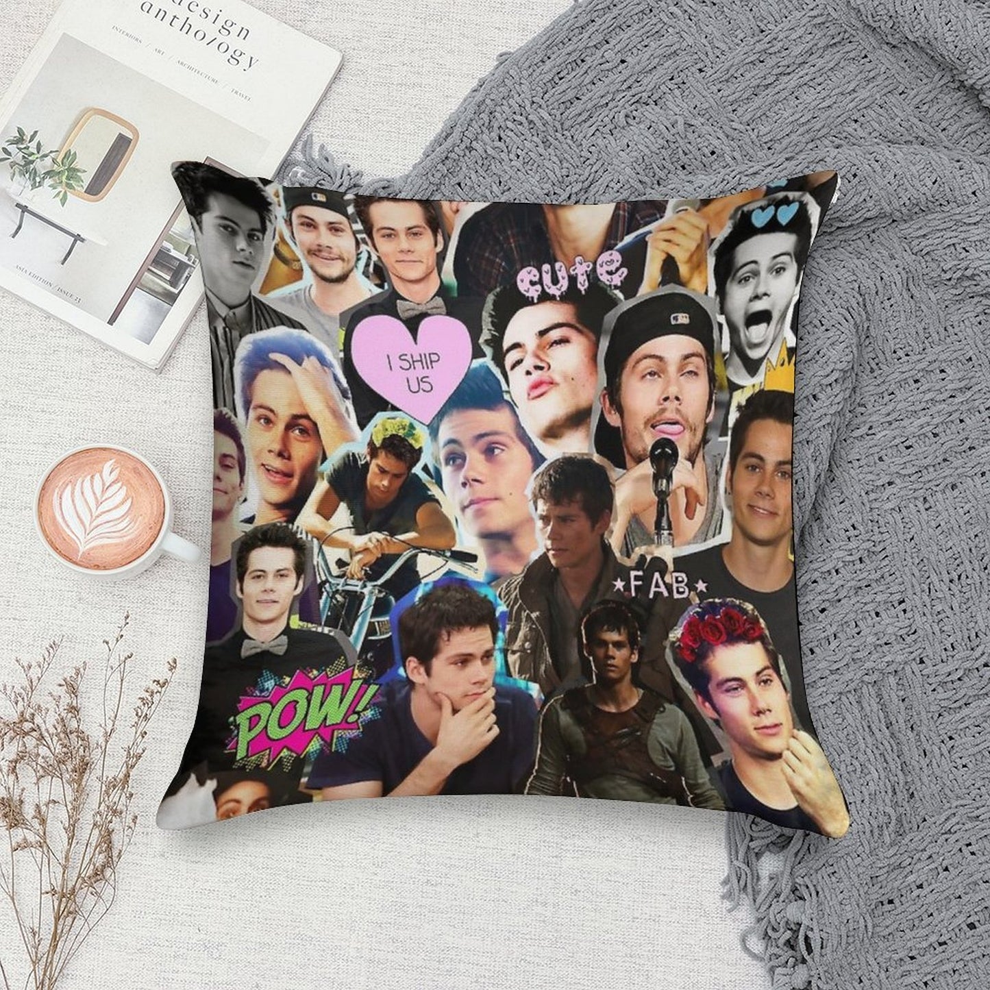 Dylan O'Brien Collage Soft Skin-Friendly Throw Pillow