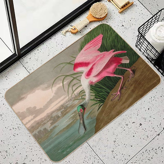 Roseate Spoonbill Birds of America Audubon Illustration Bird Lovers Gift Bath Mat