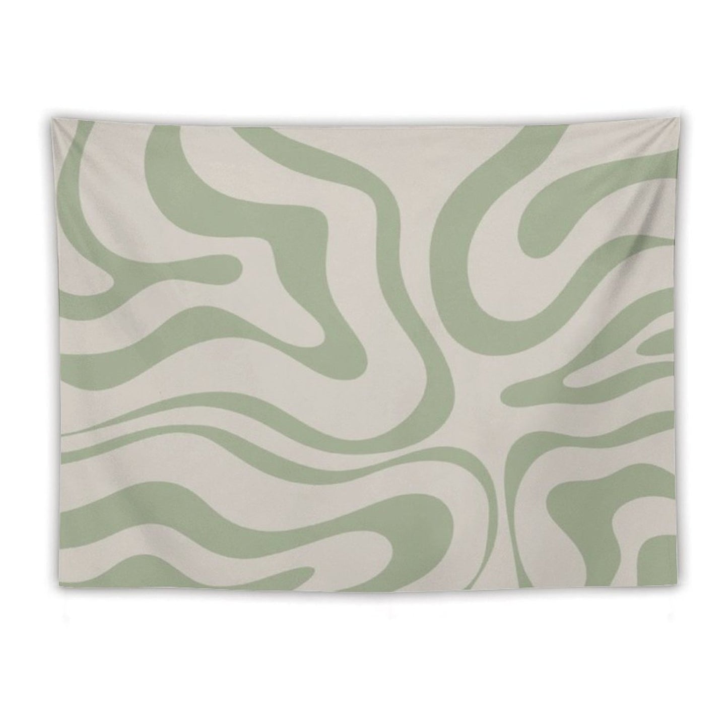 Liquid Swirl Abstract Pattern in Beige And Sage Green Tapestry