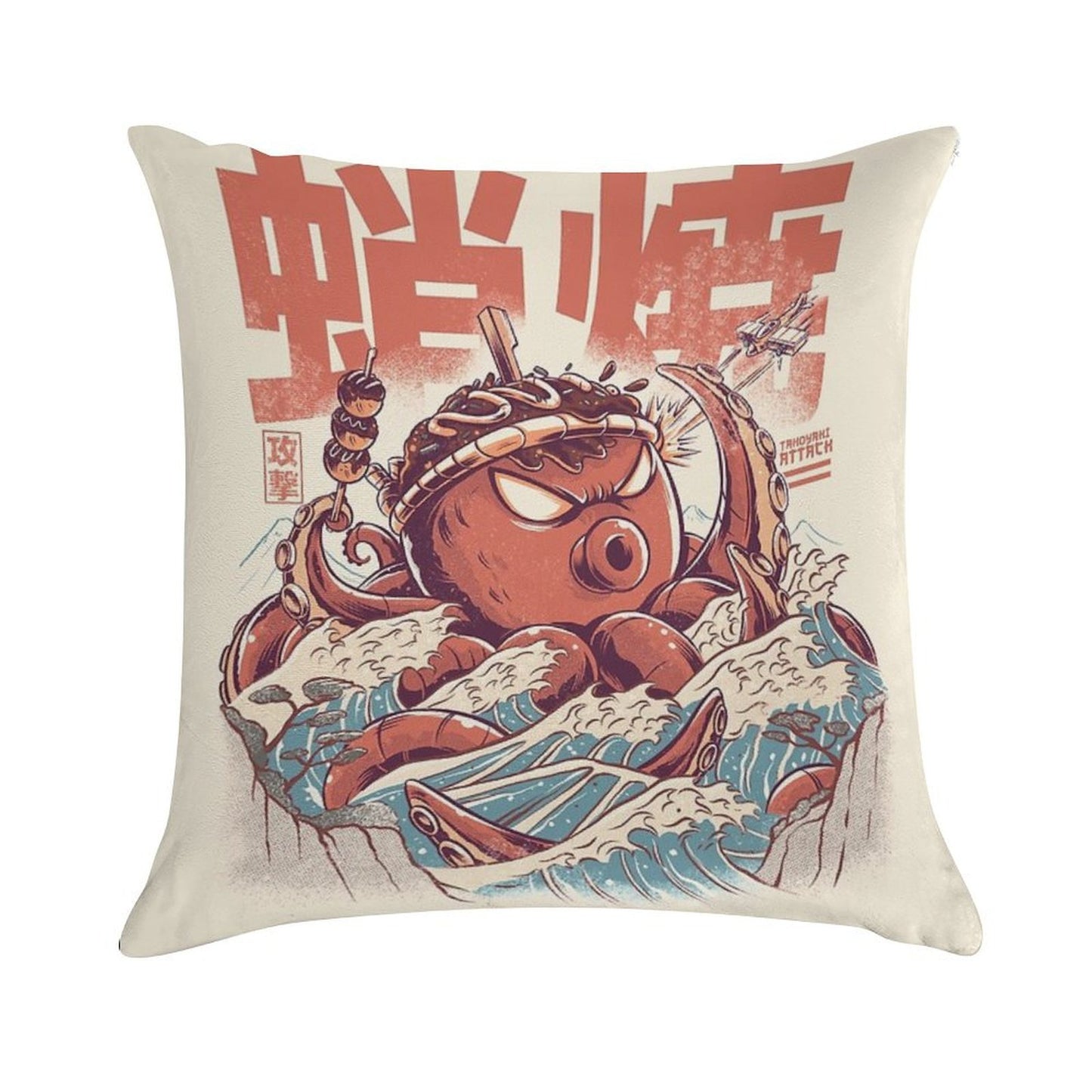 Takoyaki Attack Soft Washable Throw Pillow