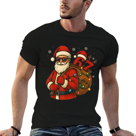 67 Christmas Funny Six Seven Meme Santa Claus Men Boys Kids Breathable T-Shirt