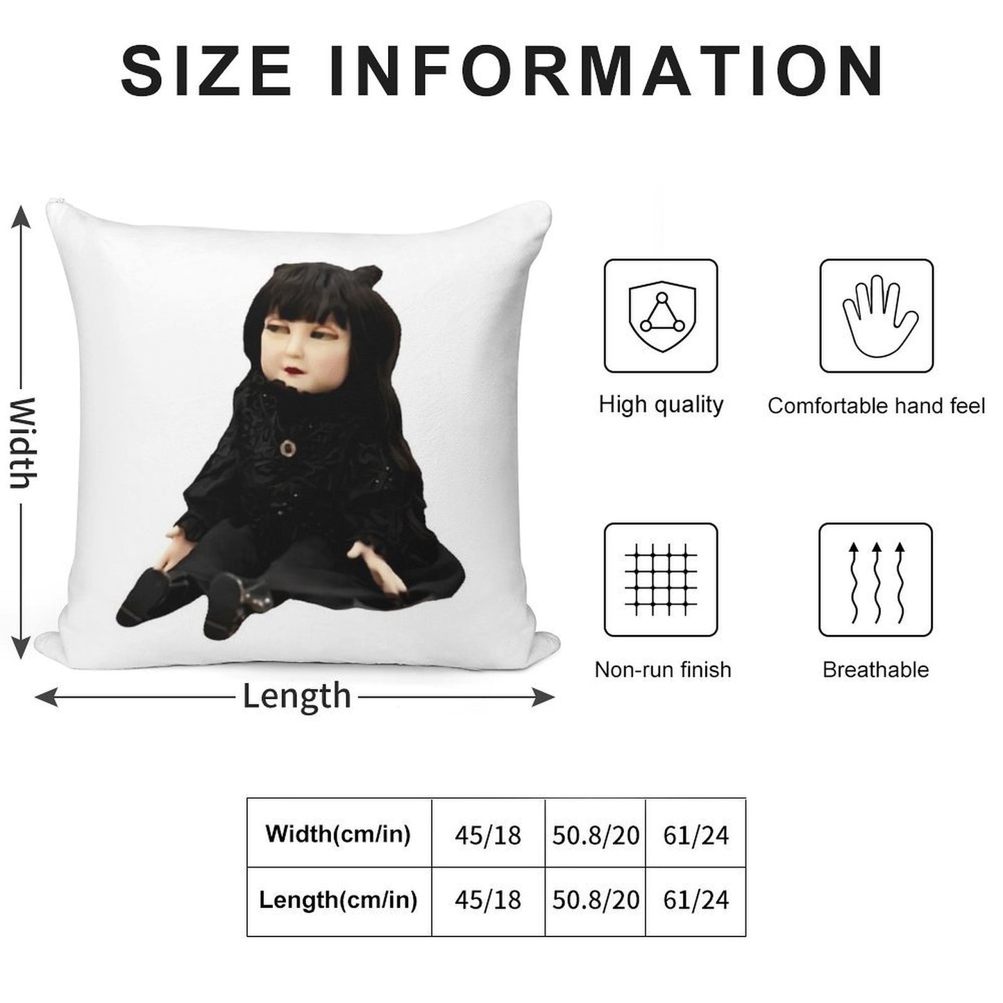 Nadja Doll Soft Short Plush Fabric Throw Pillow