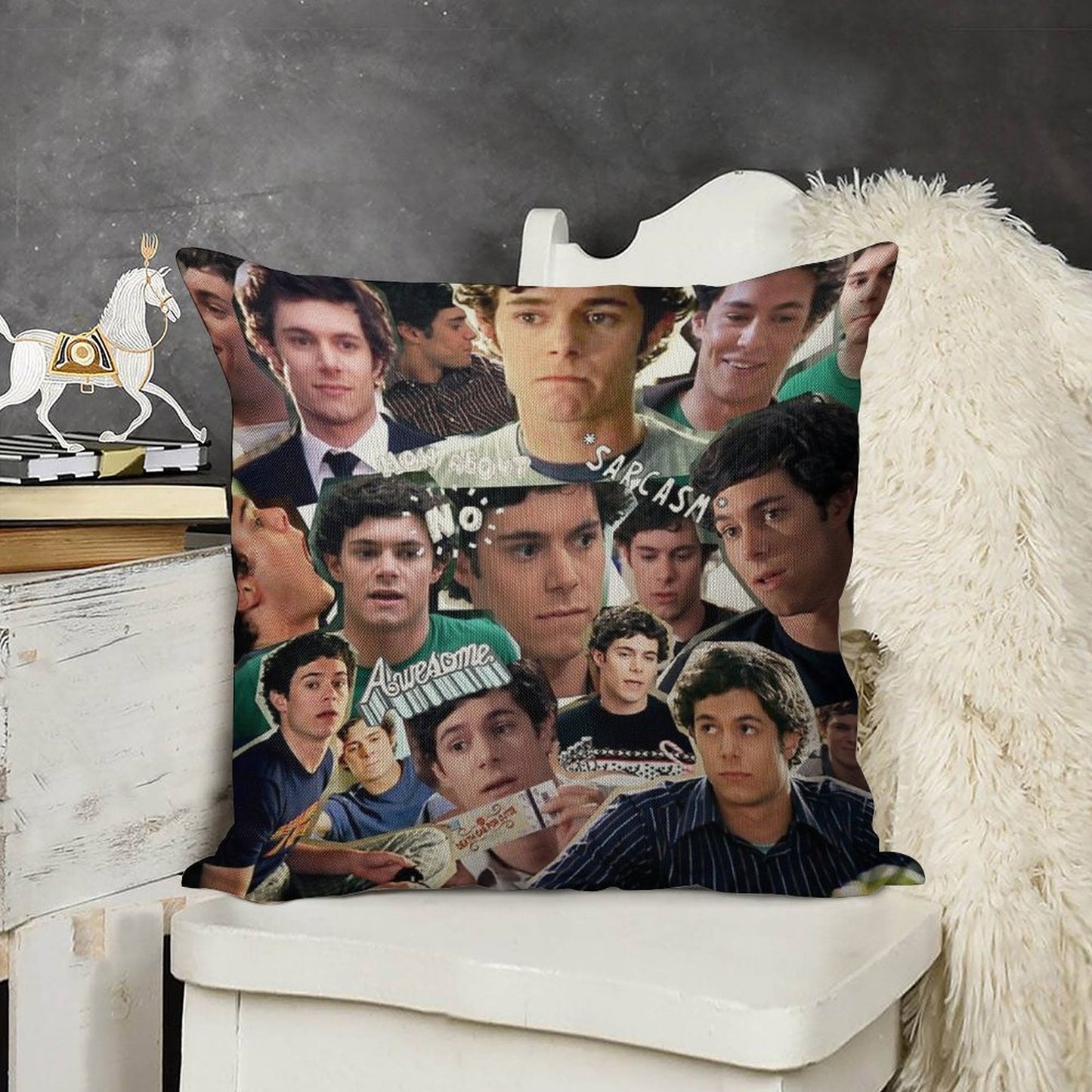 Seth Cohen Collage Linen Throw Pillow Cover