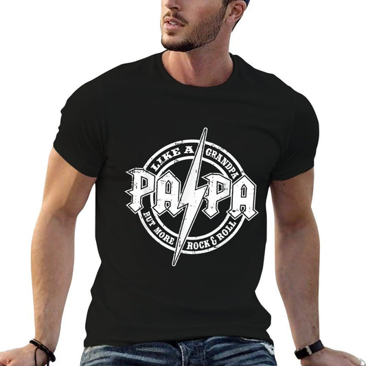 Papa Like A Grandpa Fathers Day Rocker Dad Rock Music Men T-Shirt
