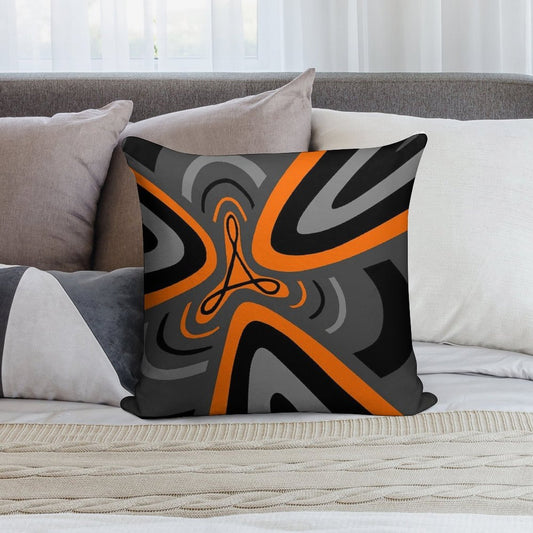 Hail Adobe - Orange, Grey, And Black Soft Bedroom Essential Throw Pillow