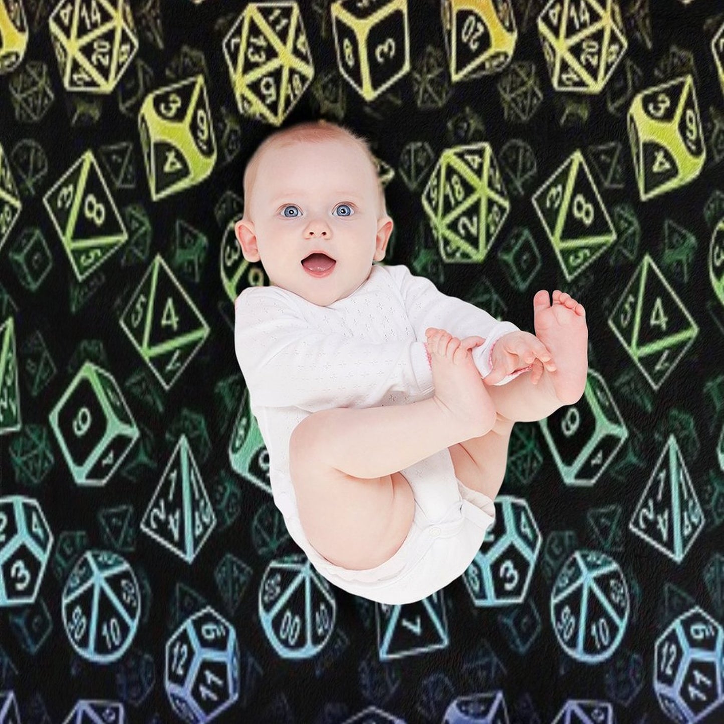 D20 Dice Set Pattern (Rainbow) Throw Blanket