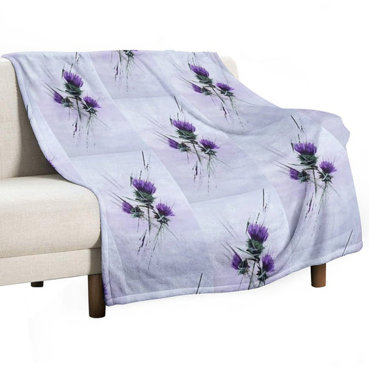 Scottish Thistles Artwork in A Contemporary Style Throw Blanket