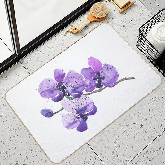 Purple Orchid Watercolor Bath Mat
