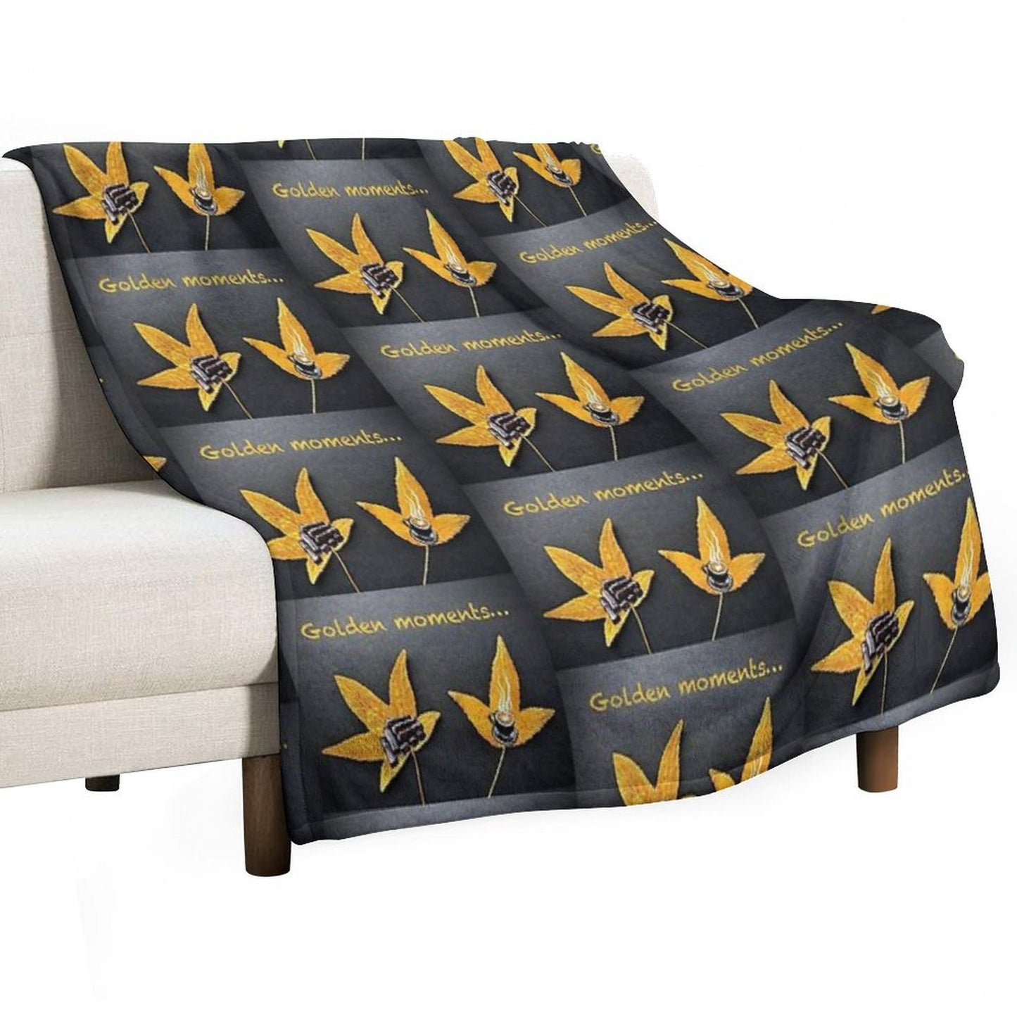 Golden Moments, Coffee And Cake Painting on Autumn Leaves Throw Blanket