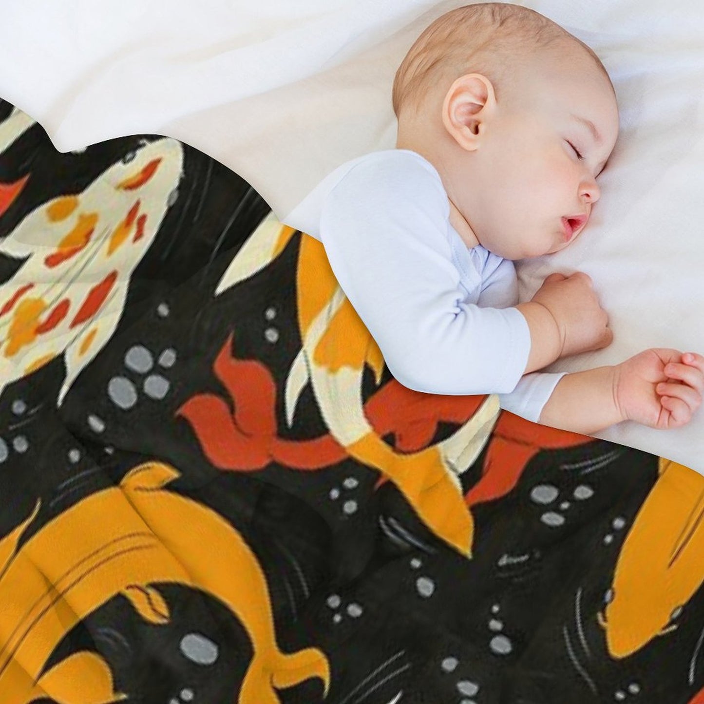 Koi in Black Water Throw Blanket