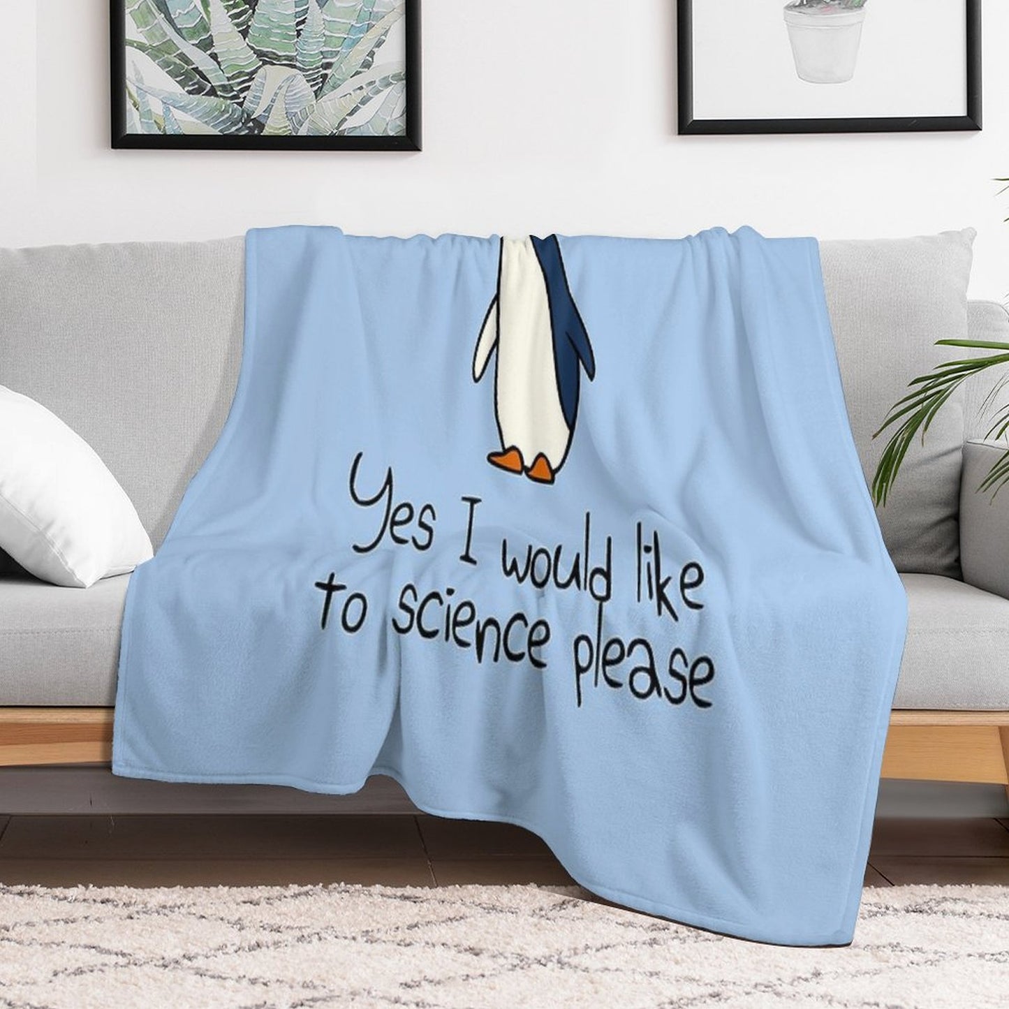 Yes I Would Like To Science Please Penguin Throw Blanket
