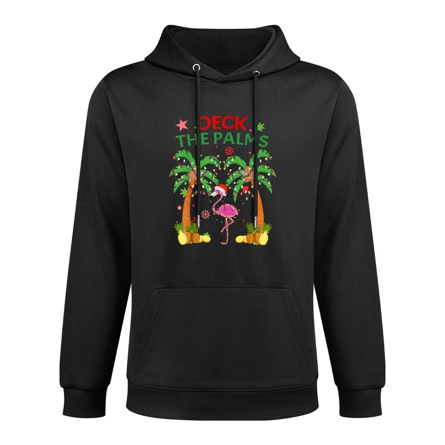 Deck The Palms Pajamas Christmas Florida Flamingo Breathable Fabric Hoodie