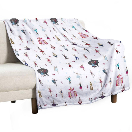 Nutcracker Ensemble - White Throw Blanket