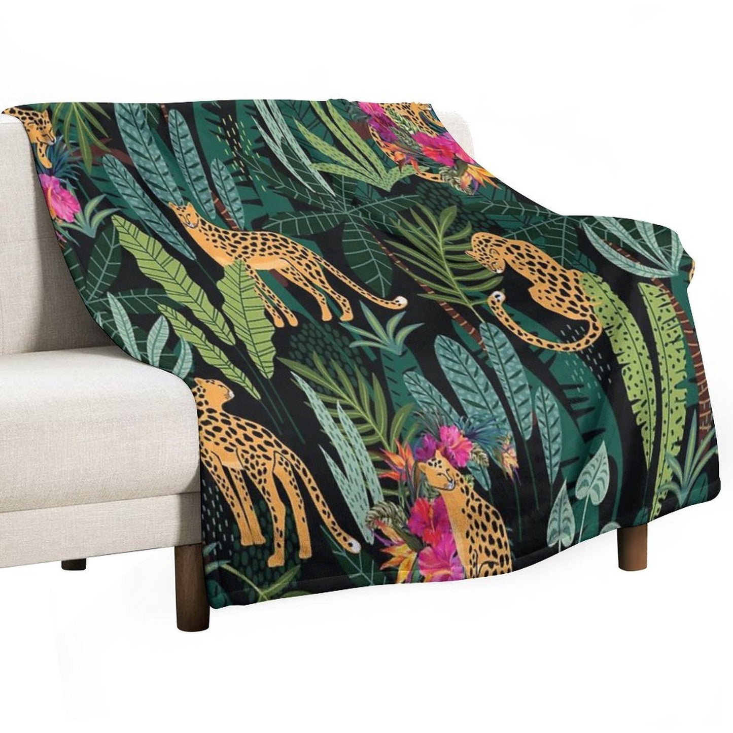 Tropical Cheetah Print Throw Blanket