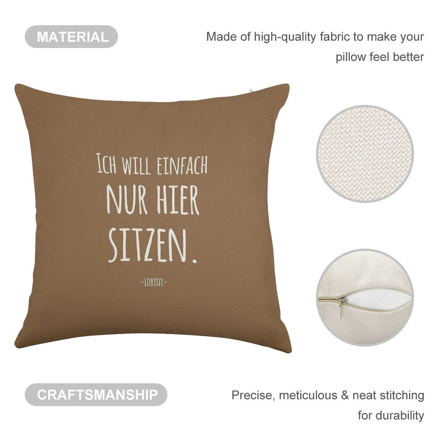 Sayings by Loriot Linen Throw Pillow Cover