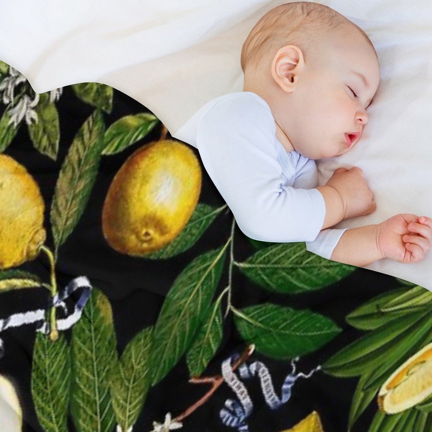 Lemon Tree - Black Throw Blanket