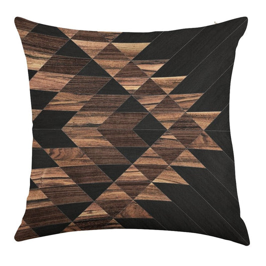 Urban Tribal Pattern No.11 - Aztec - Wood Linen Throw Pillow Cover