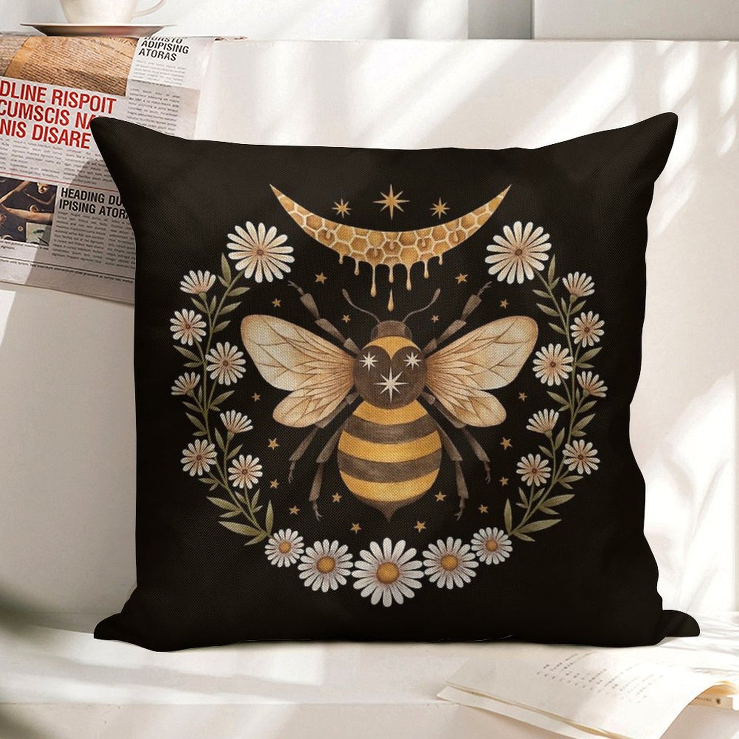 Honey Moon Linen Throw Pillow Cover