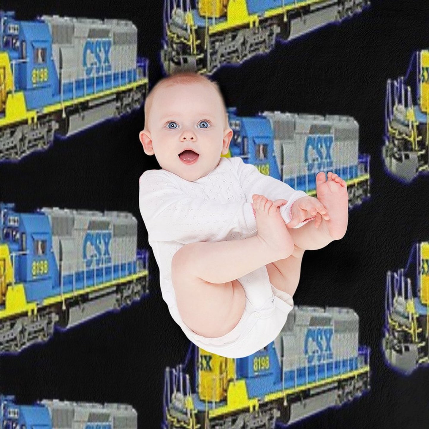 Freight Train CSX Engine Throw Blanket