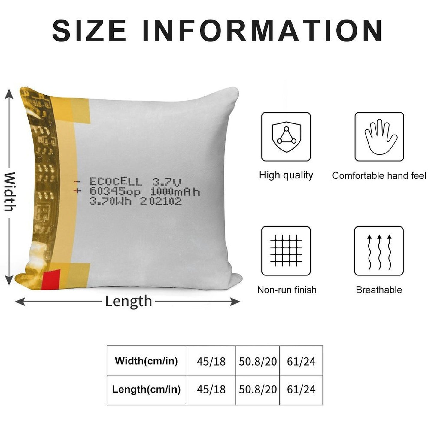 LiPo Battery Soft Durable Construction Throw Pillow