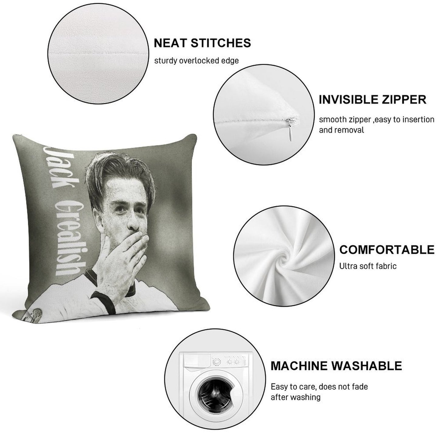Jack Grealish Soft Durable Construction Throw Pillow